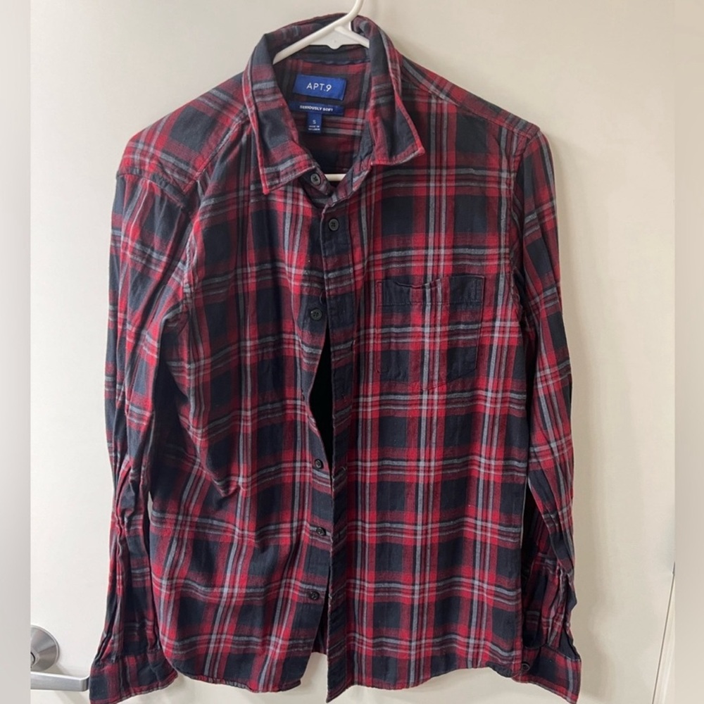 Apt. 9 Flannel Plaid Button Down Shirt Men’s Size Small